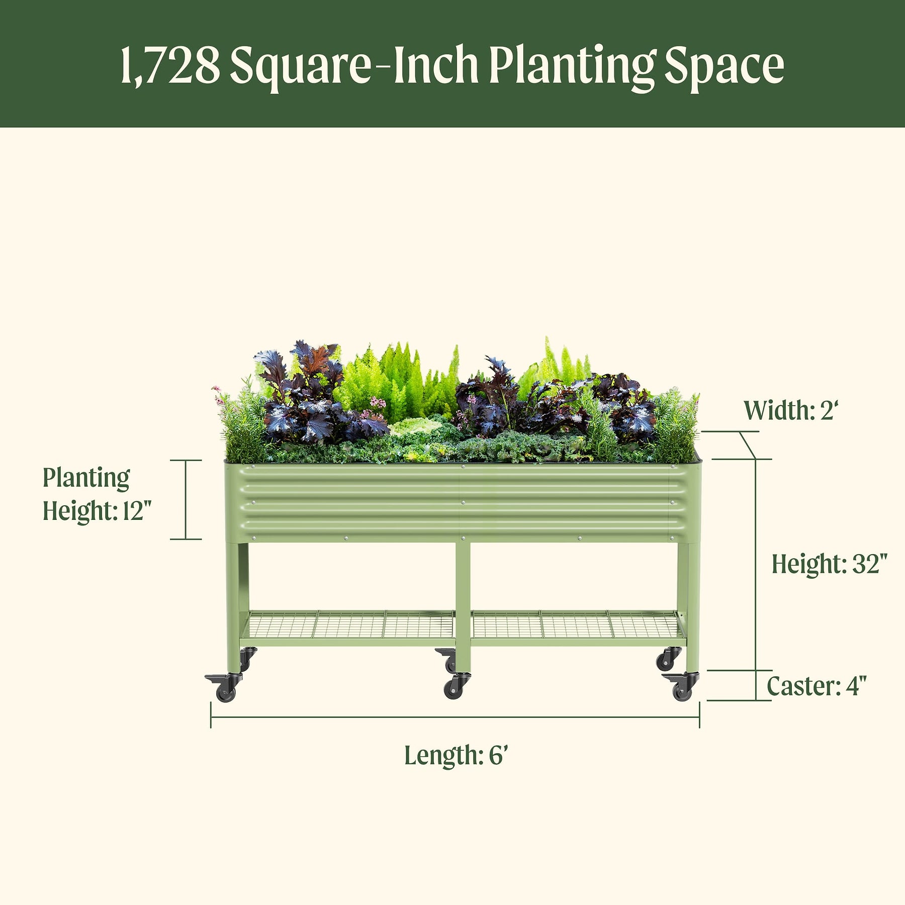 Elevated Garden Bed 2'x6' (with wheels)