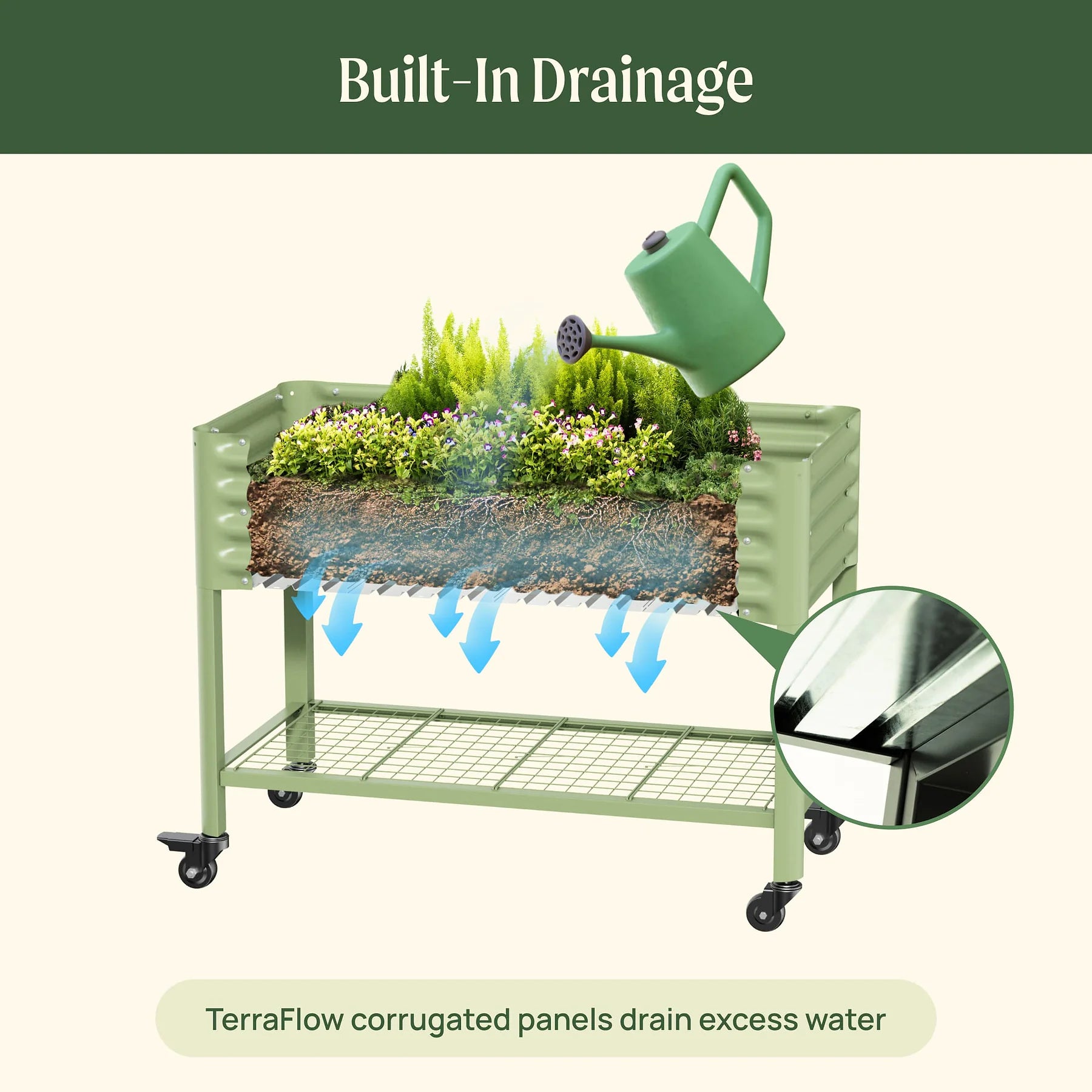Elevated Garden Bed 2'x6' (with wheels)