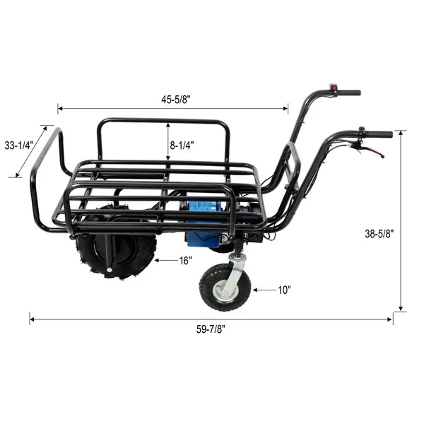 Electric Transportation Cart, 24V DC 350W Motor Powered Utility Garden Wagon Dump Cart, 265 lbs Load Capacity with Metal Handle & 16" Track Wheels