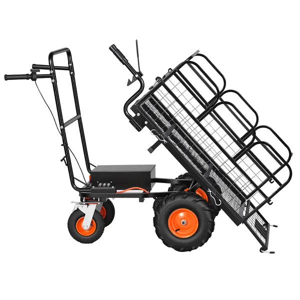 Electric Utility Cart, 36V 432Wh Battery Powered Electric Wagon, 500W Power Wheelbarrow with Brake, 660 lbs Load Heavy Duty Steel Garden Cart for Farm and Yard All Purpose Modular Cargo Bed
