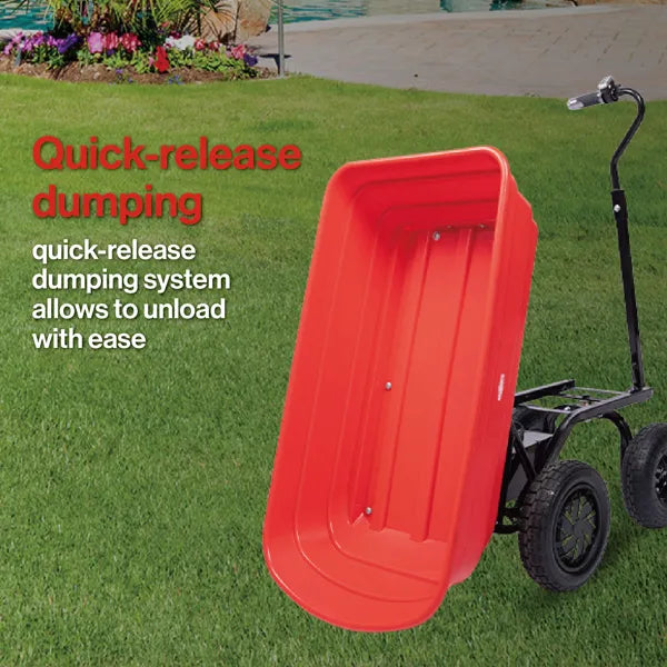 Electric Wheelbarrow with Hassle-free Assemble and an Easy To Clean Rust-Resistent Poly Tub